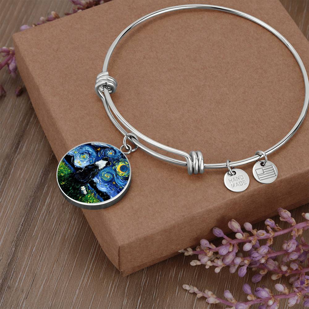 Border Collie Back Round Charm Bracelet