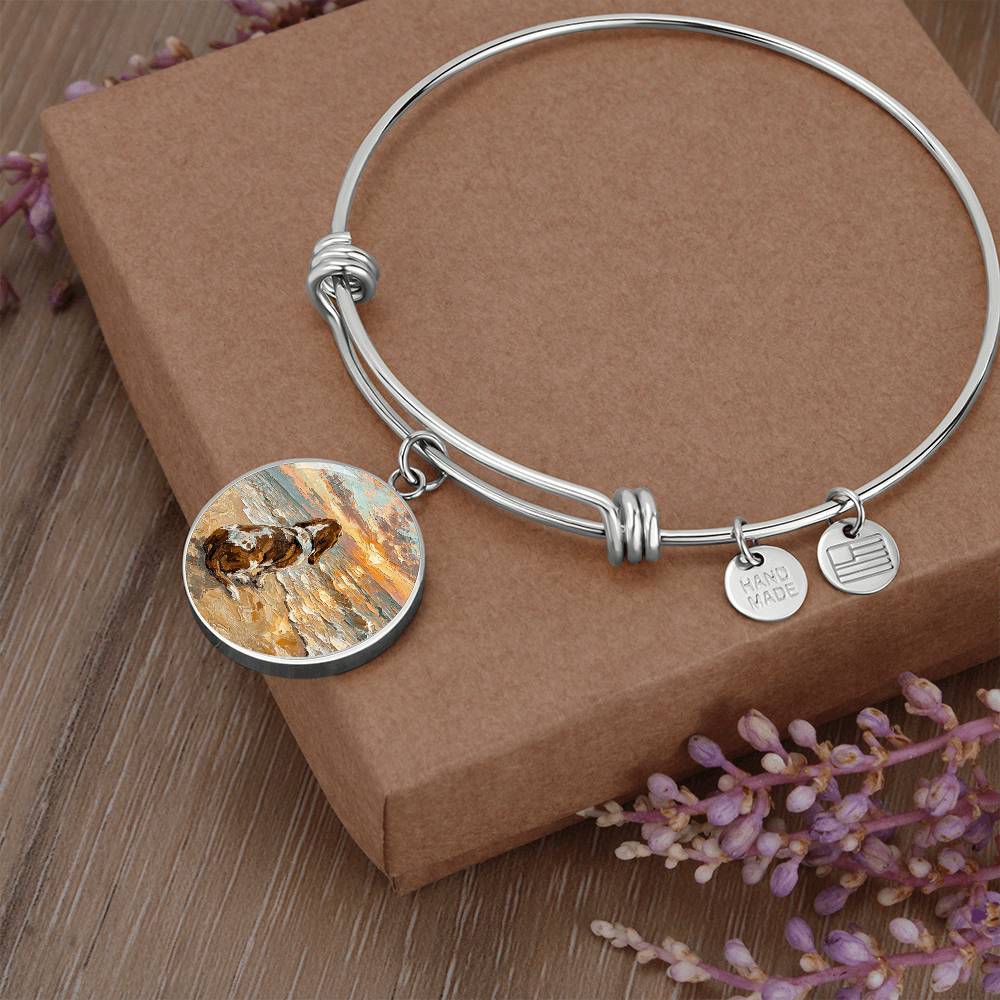 Beach Days - Basset Hound Round Charm Bracelet