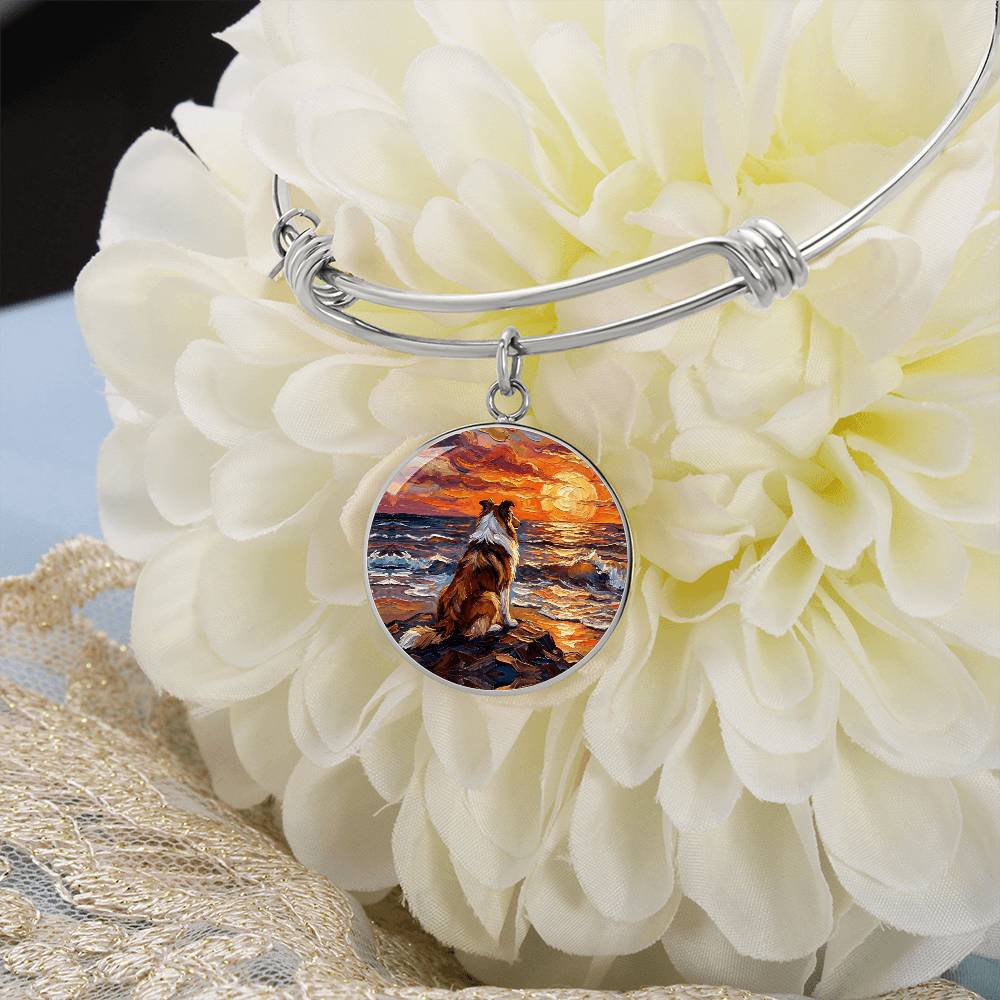 Beach Night - Collie Round Charm Bracelet