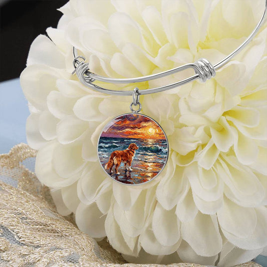 Beach Days - Nova Scotia Duck Tolling Retriever Round Charm Bracelet