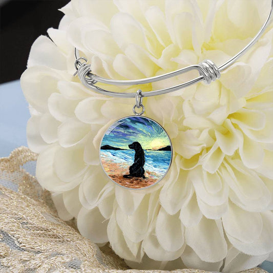 Beach Days - Black Labrador Round Charm Bracelet