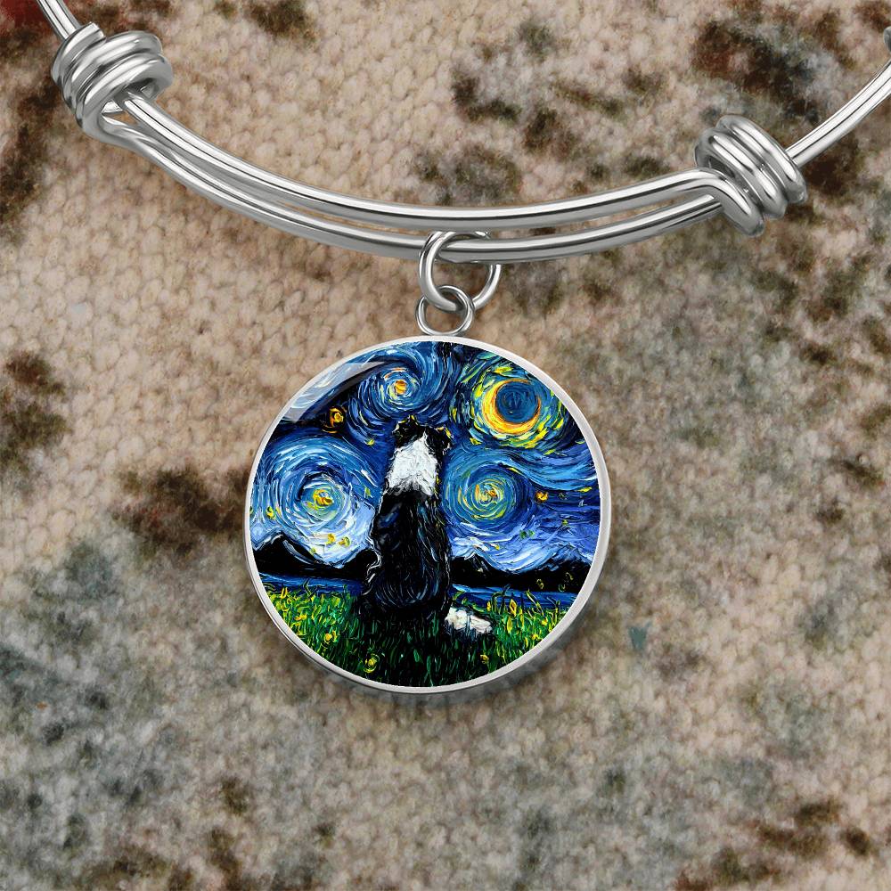 Border Collie Back Round Charm Bracelet