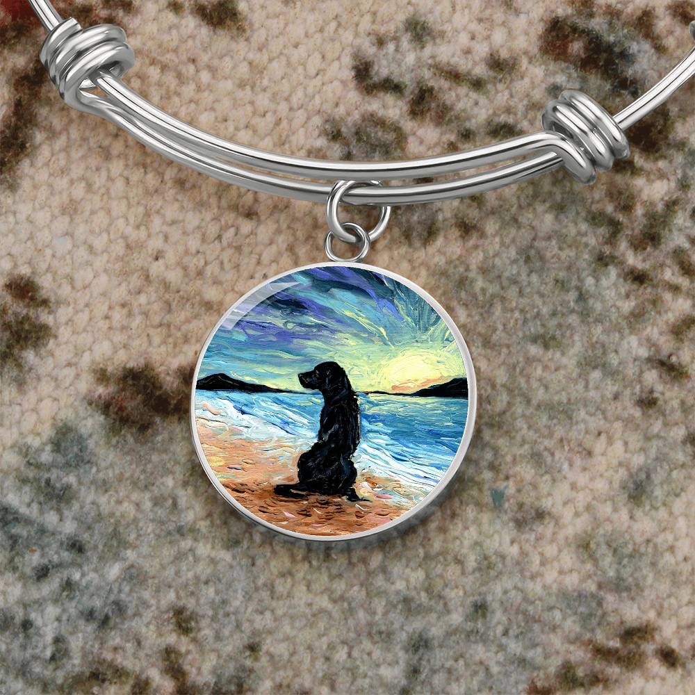 Beach Days - Black Labrador Round Charm Bracelet
