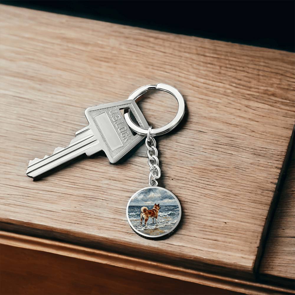 Beach Day - Akita Round Keychain