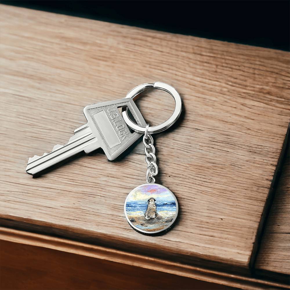 Beach Days - Pug Round Keychain