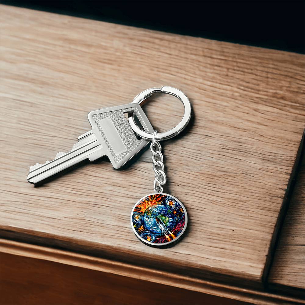 Beyond the Horizon Starry Night Round Keychain