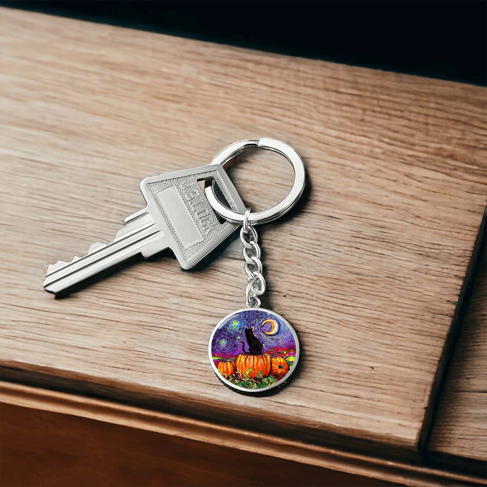 Starry Hallow's Eve Round Keychain