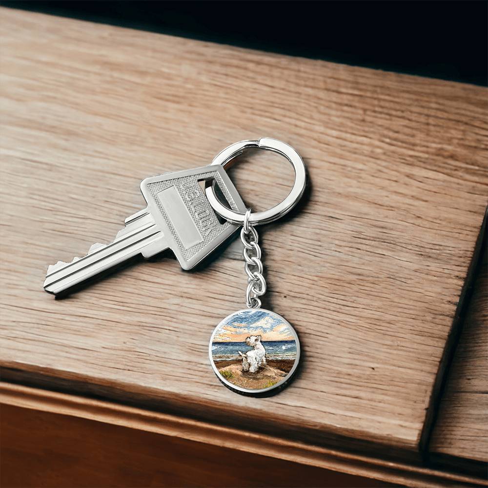 Beach Days - Westie Round Keychain