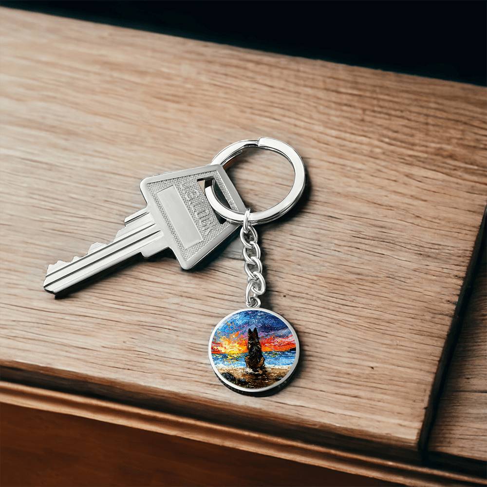Beach Days - German Shepherd Round Keychain
