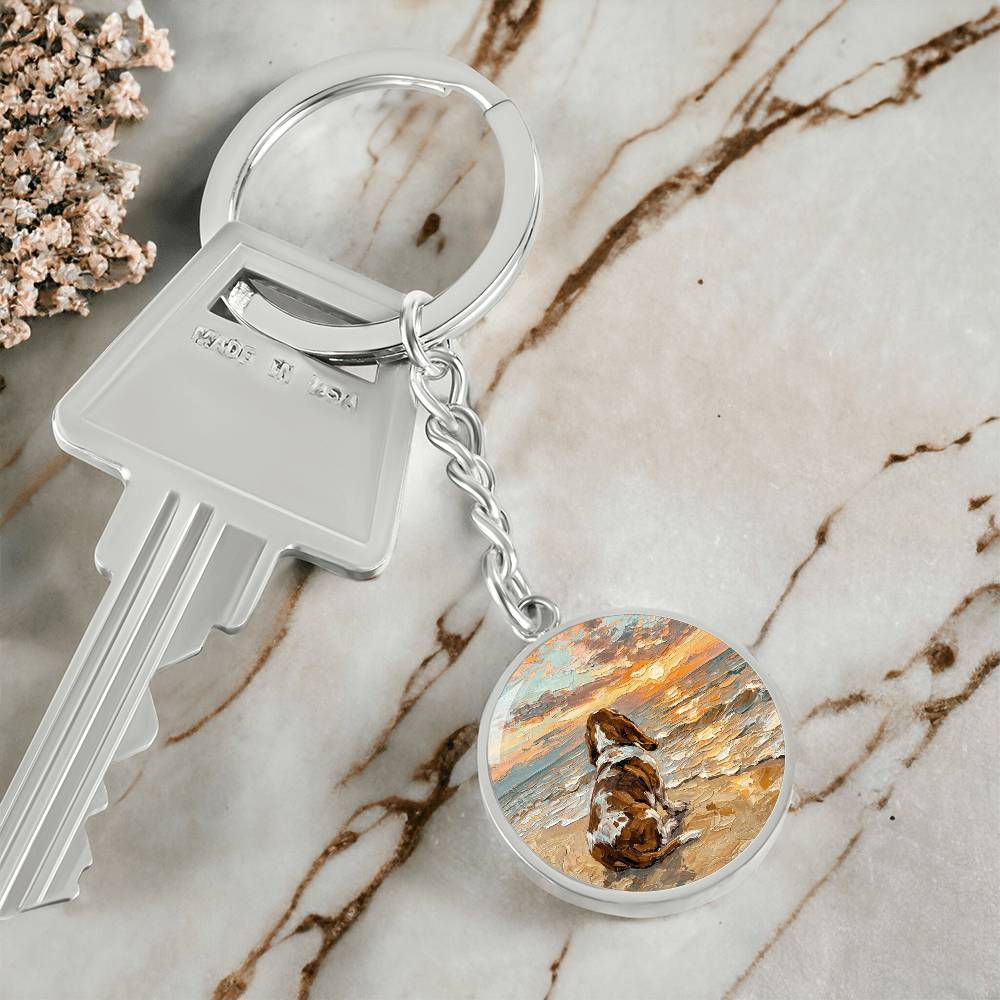 Beach Days - Basset Hound Round Keychain
