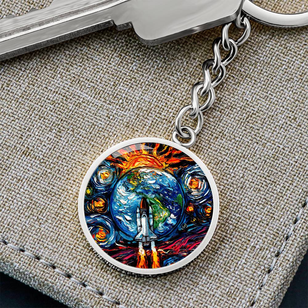 Beyond the Horizon Starry Night Round Keychain
