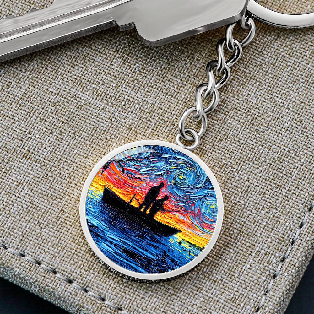 The Fishing Trip Starry Night Round Keychain
