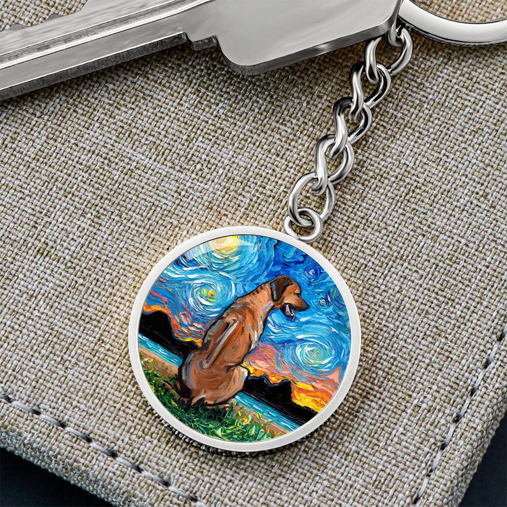 Rhodesian Ridgeback Starry Night Round Keychain