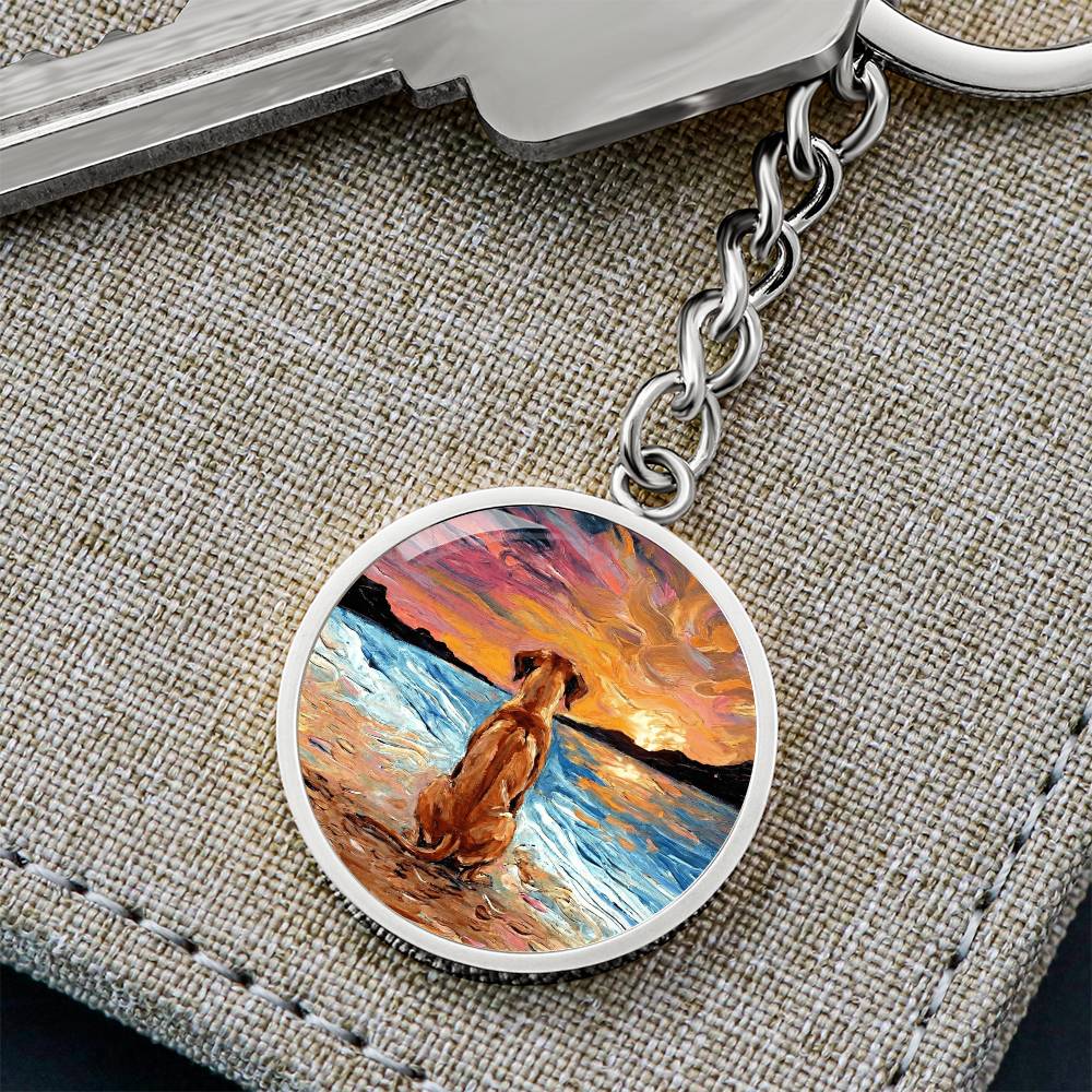 Beach Night - Rhodesian Ridgeback Round Keychain