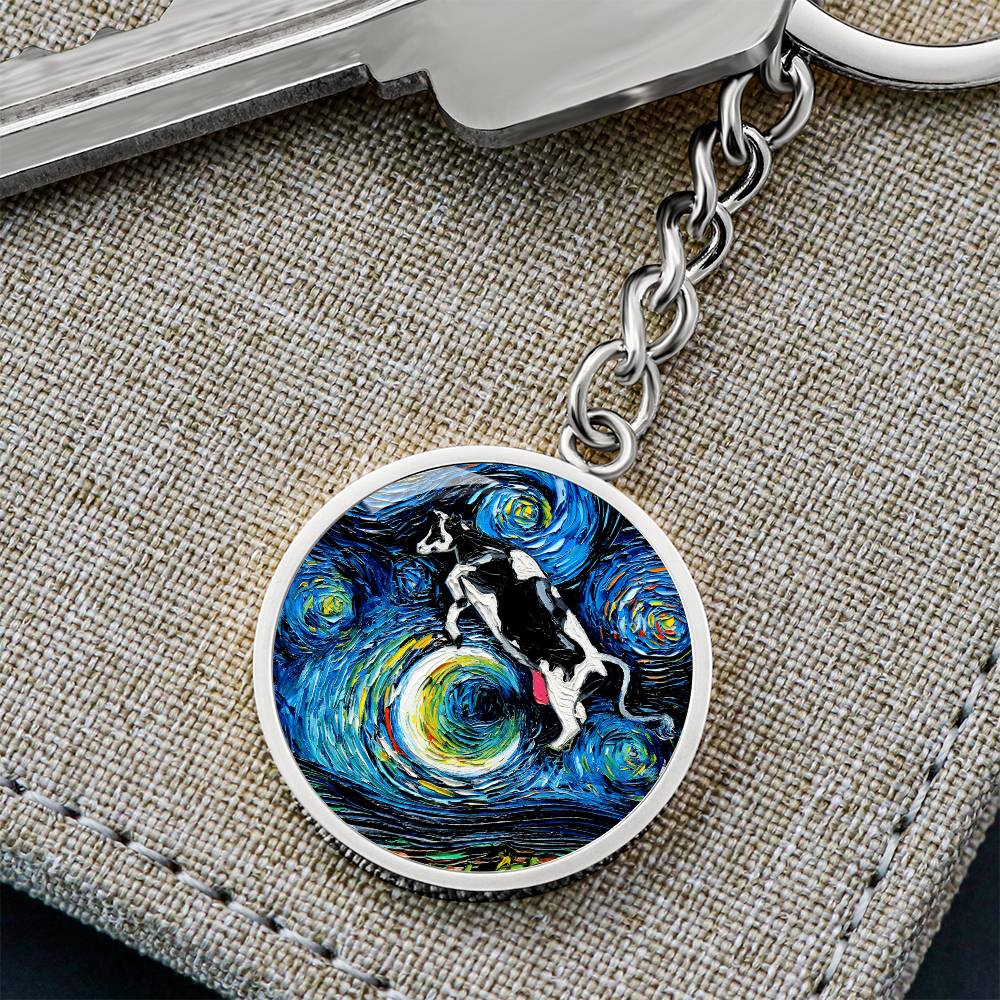 The Cow Jumped Over The Moon Round Keychain