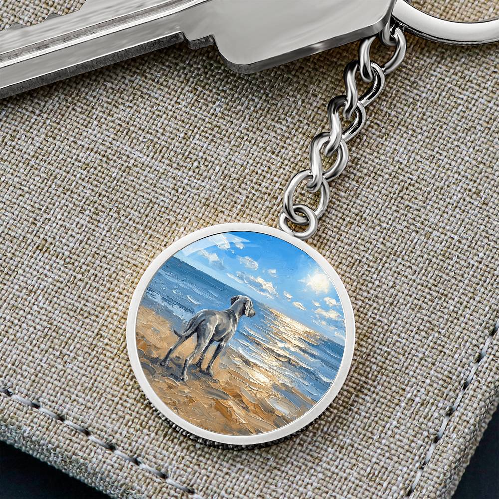 Beach Day - Weimaraner Round Keychain