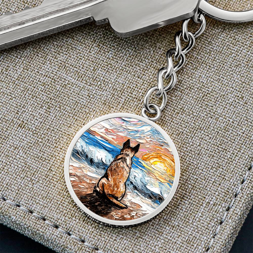 Beach Days - Red Heeler Round Keychain