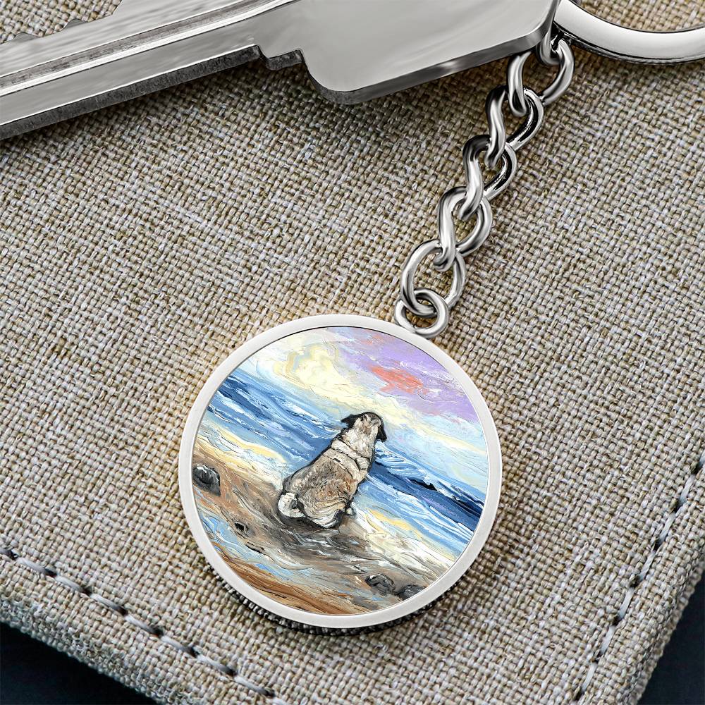 Beach Days - Pug Round Keychain