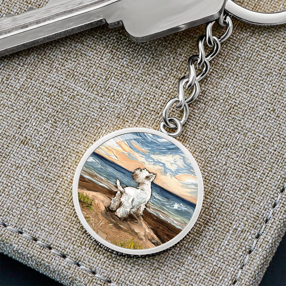 Beach Days - Westie Round Keychain