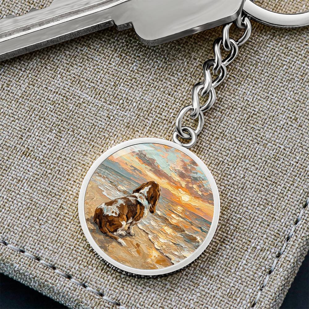 Beach Days - Basset Hound Round Keychain