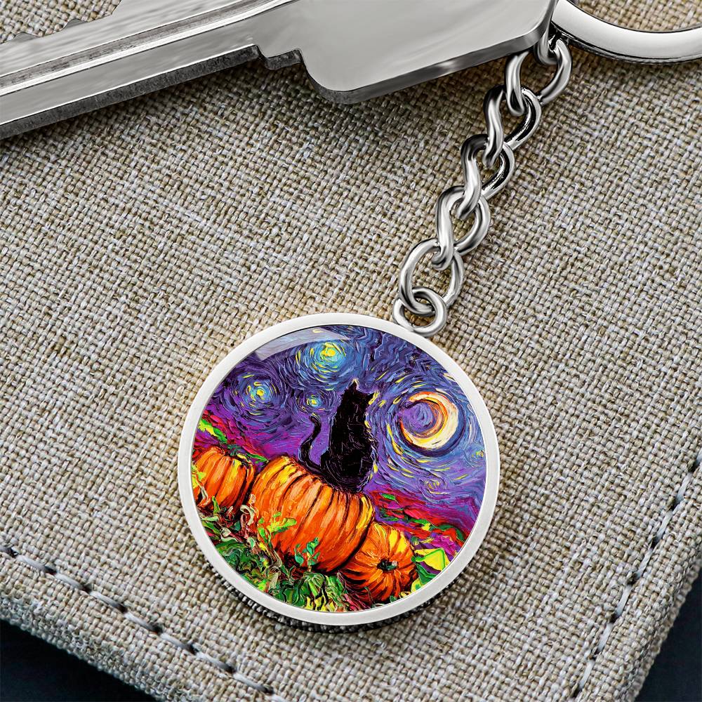 Starry Hallow's Eve Round Keychain