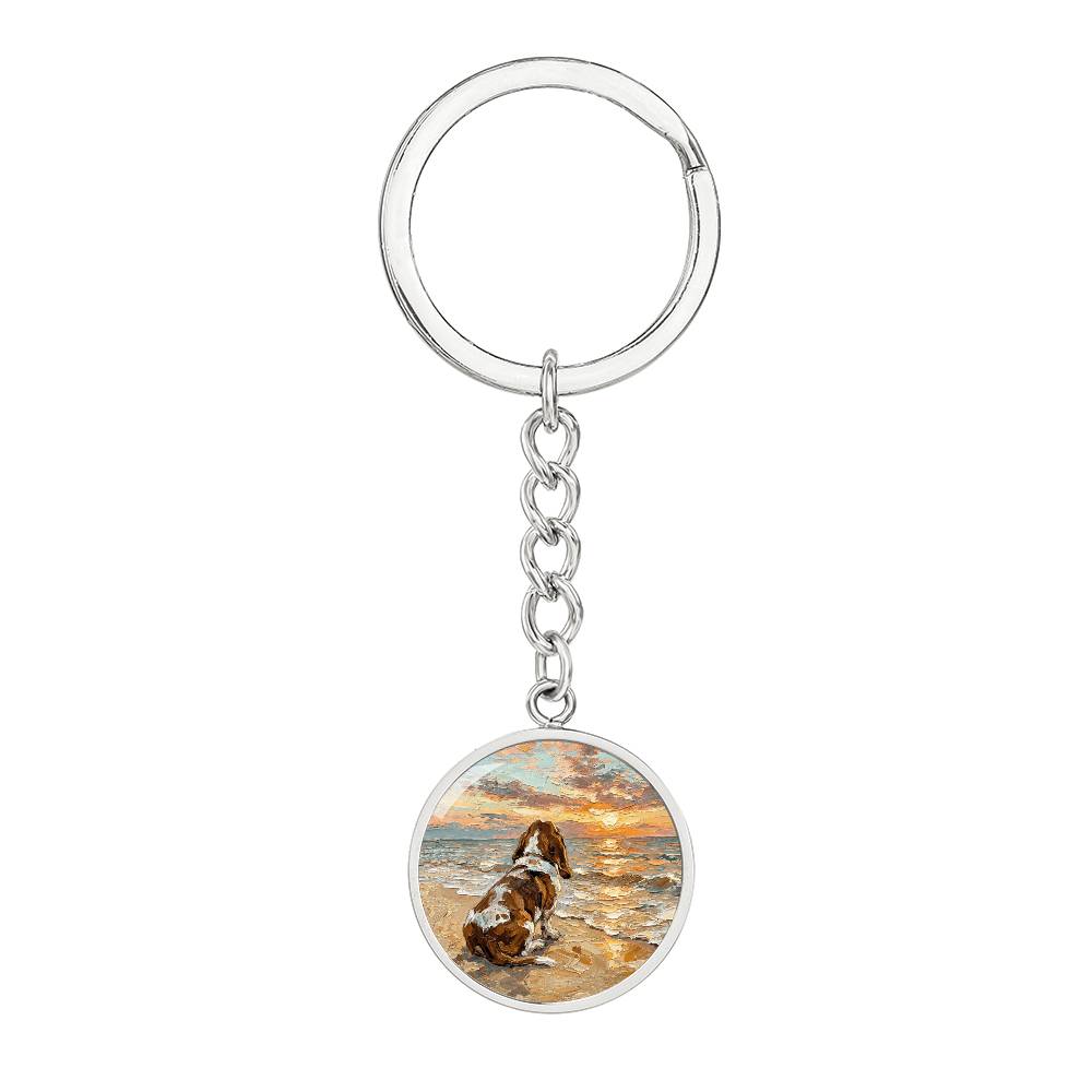 Beach Days - Basset Hound Round Keychain
