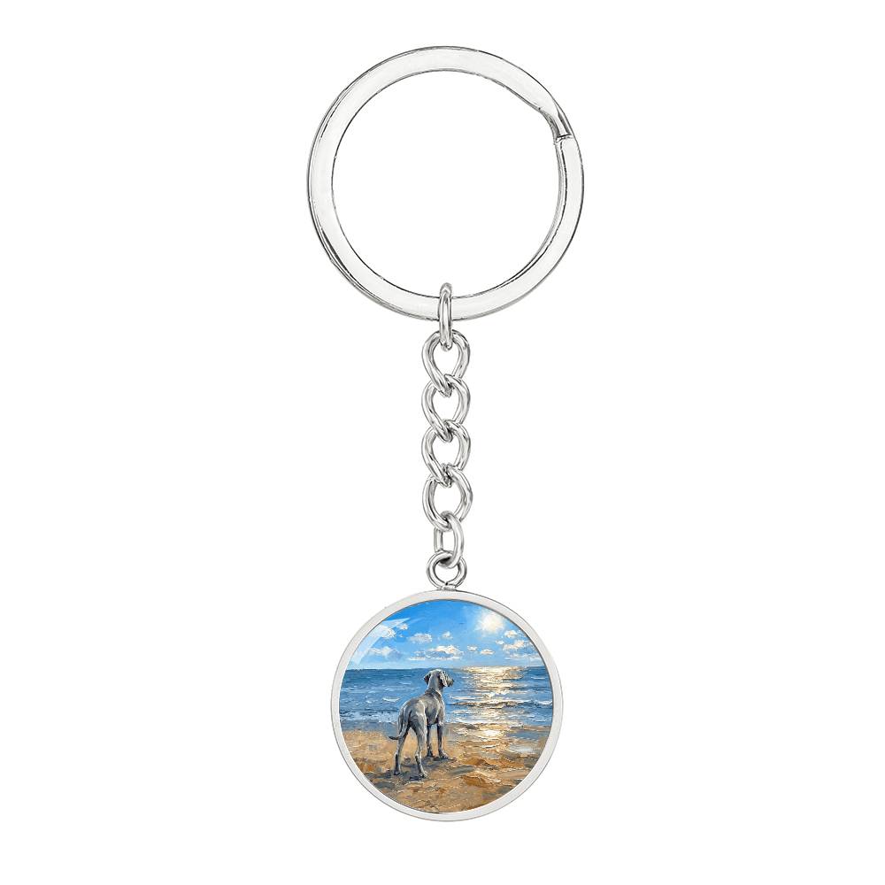 Beach Day - Weimaraner Round Keychain