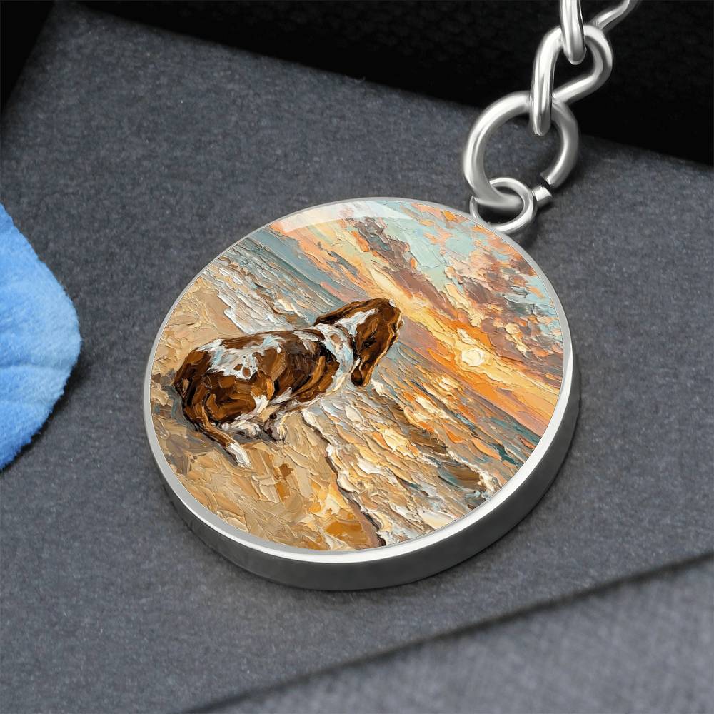 Beach Days - Basset Hound Round Keychain