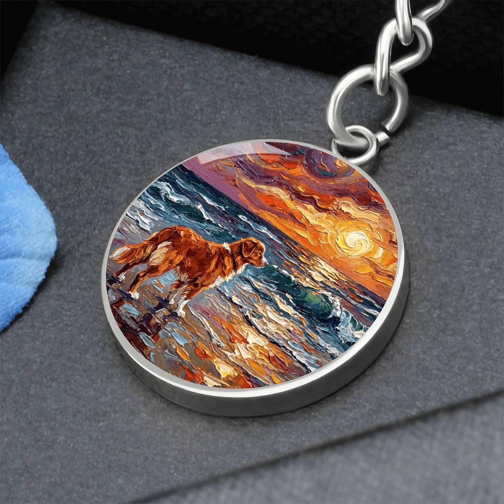 Beach Days - Nova Scotia Duck Tolling Retriever Round Keychain