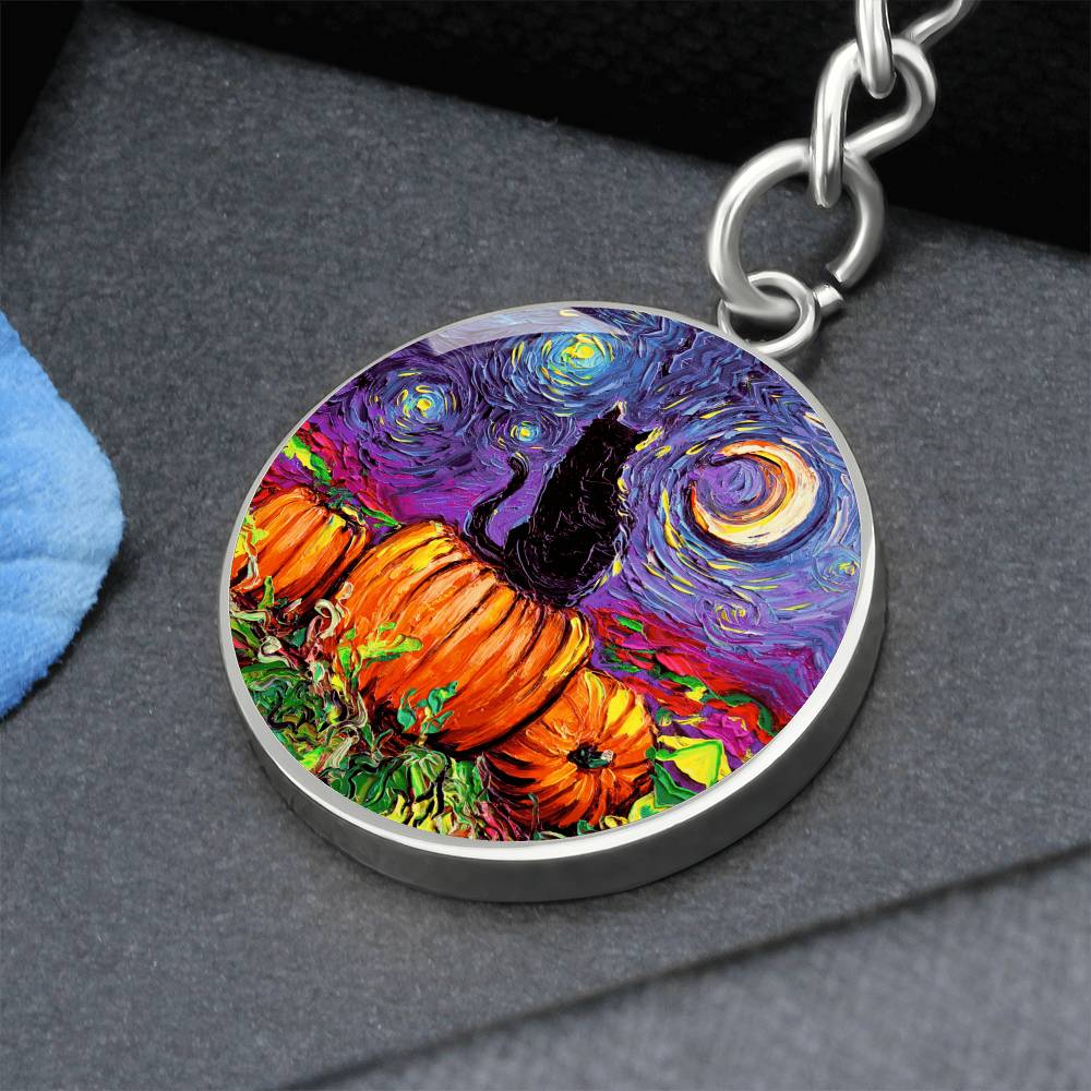 Starry Hallow's Eve Round Keychain