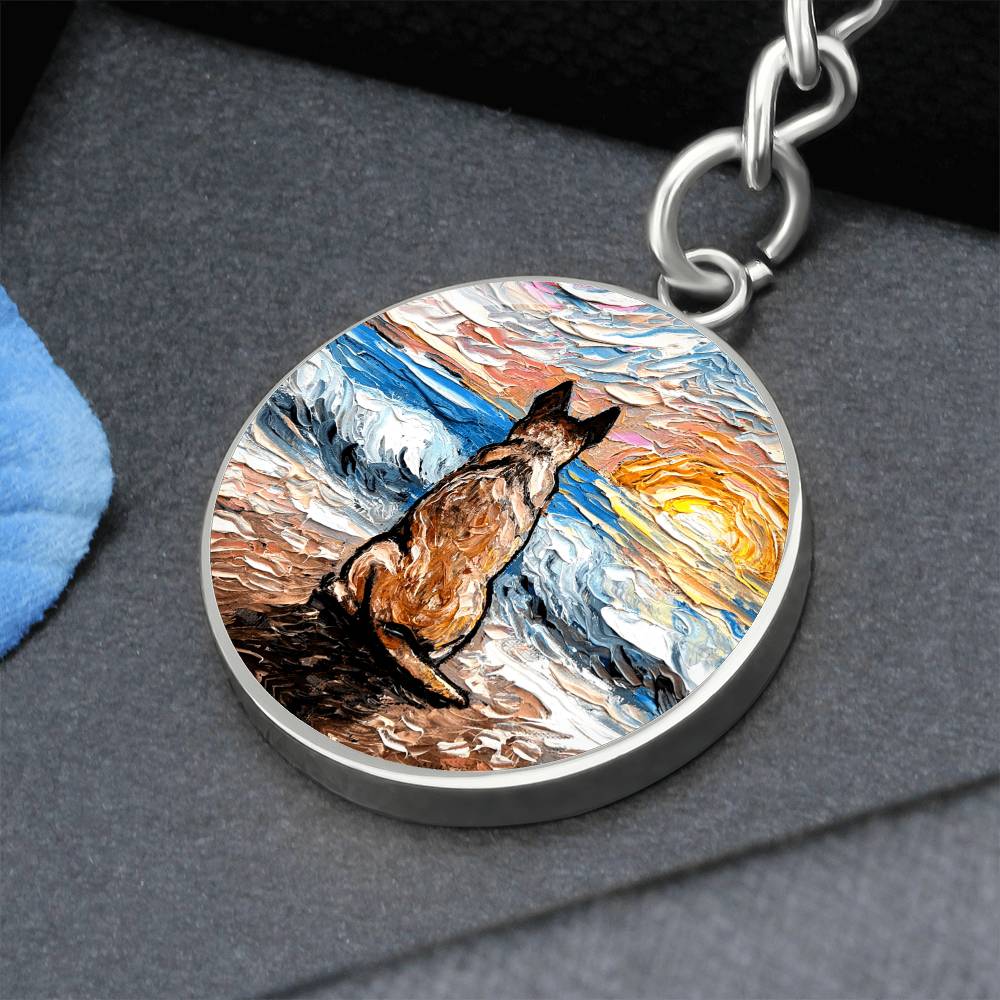 Beach Days - Red Heeler Round Keychain