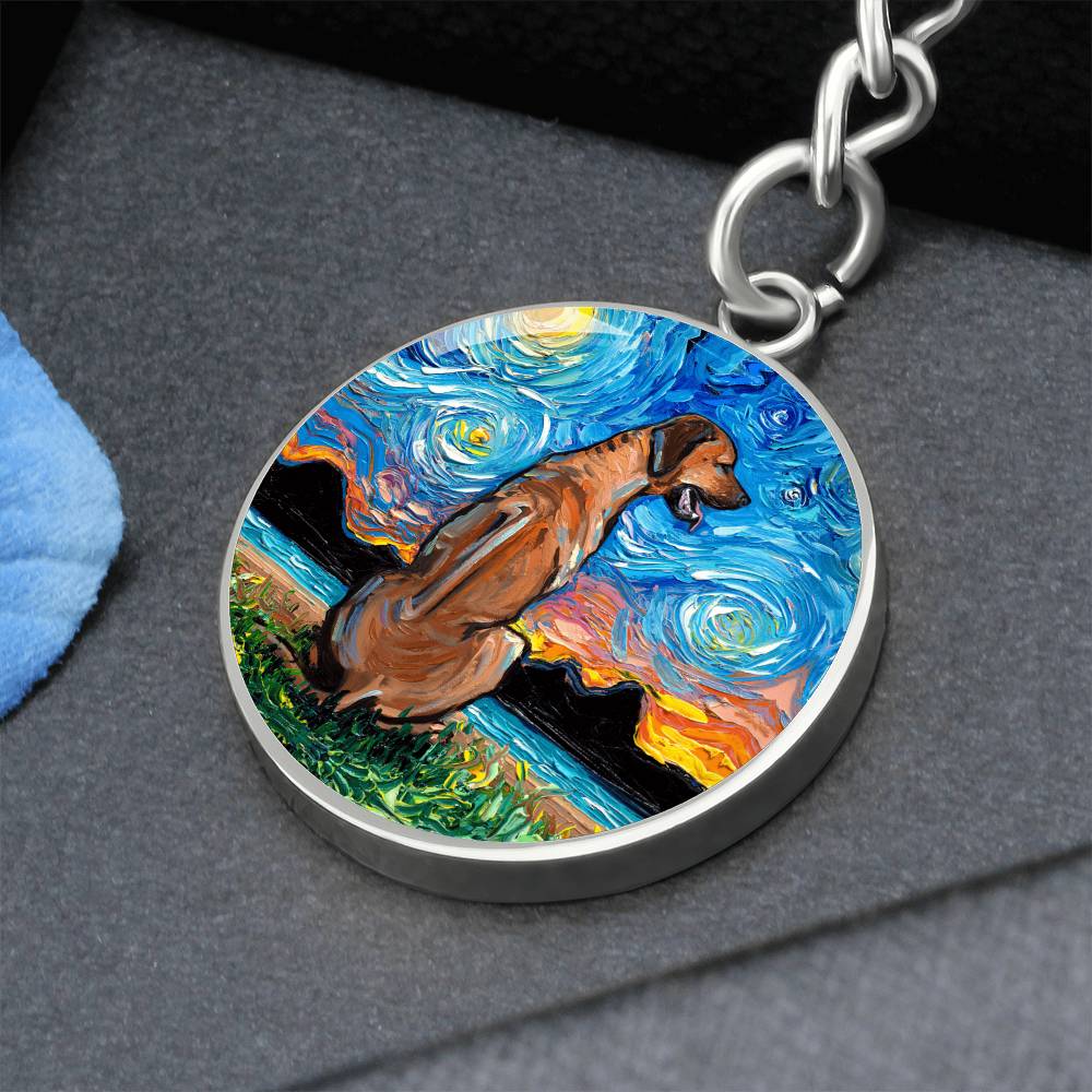 Rhodesian Ridgeback Starry Night Round Keychain