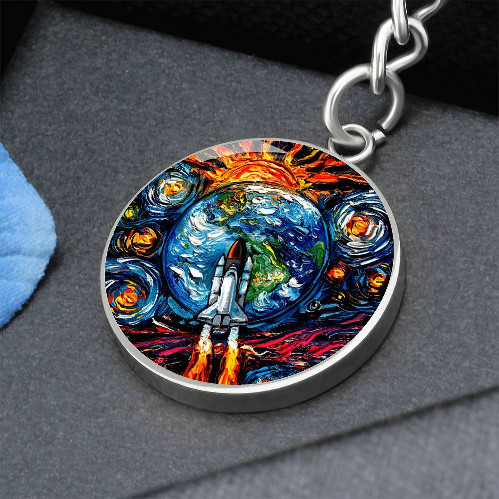 Beyond the Horizon Starry Night Round Keychain