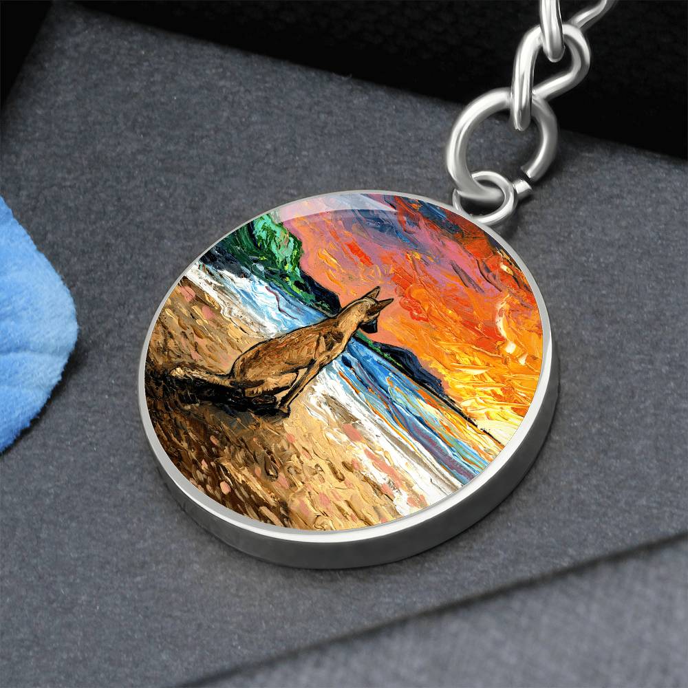 Beach Days - Belgian Malinois Round Keychain