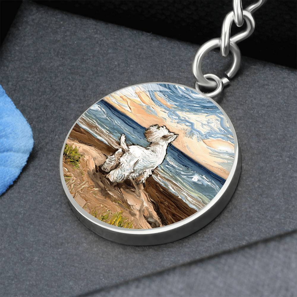 Beach Days - Westie Round Keychain