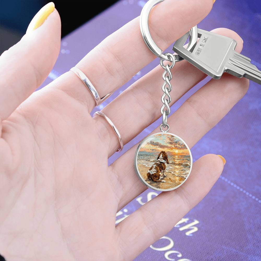 Beach Days - Basset Hound Round Keychain