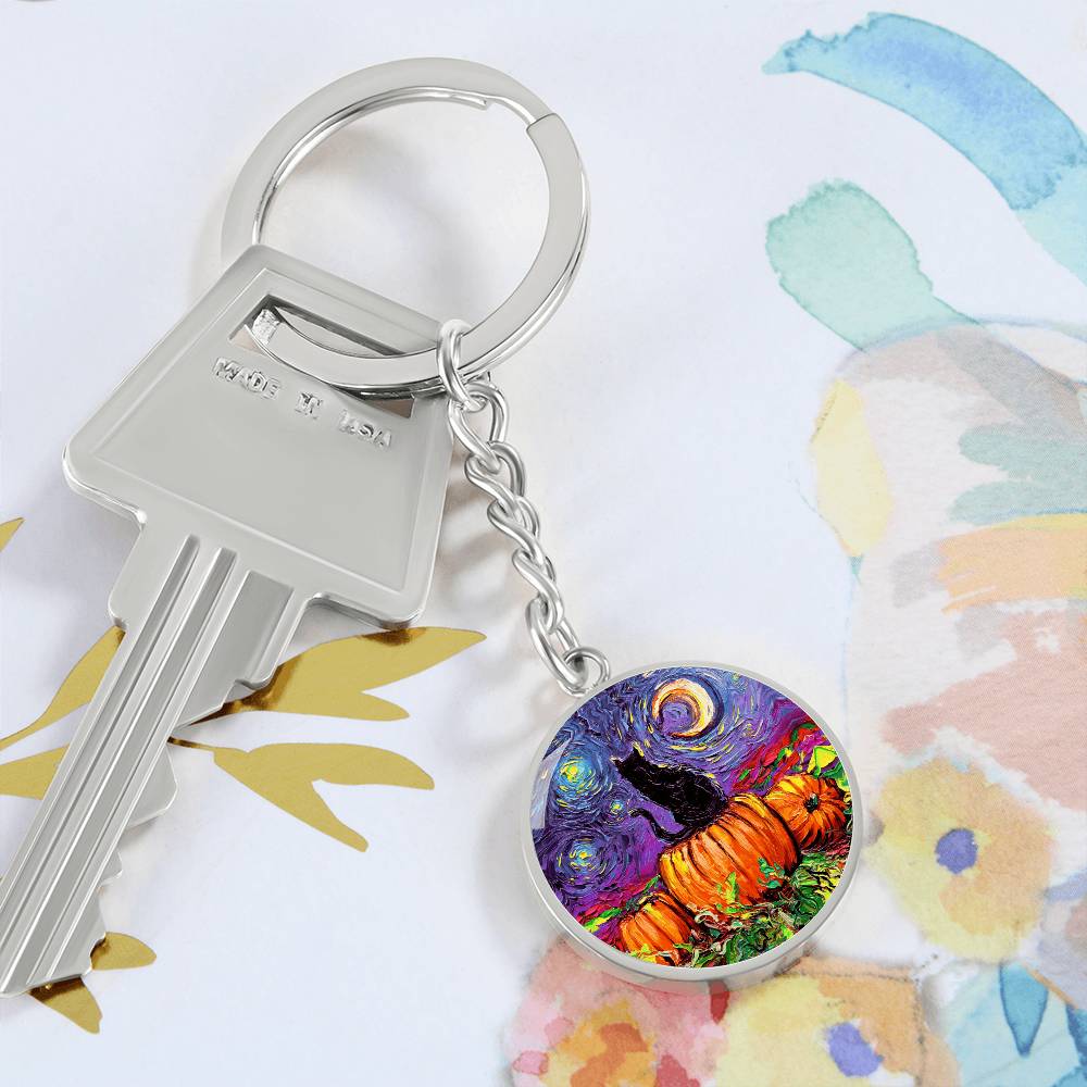 Starry Hallow's Eve Round Keychain