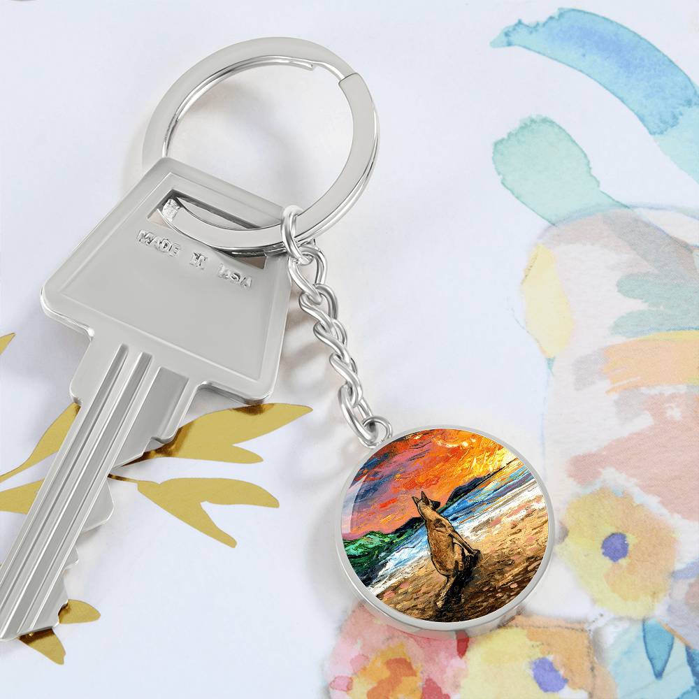 Beach Days - Belgian Malinois Round Keychain