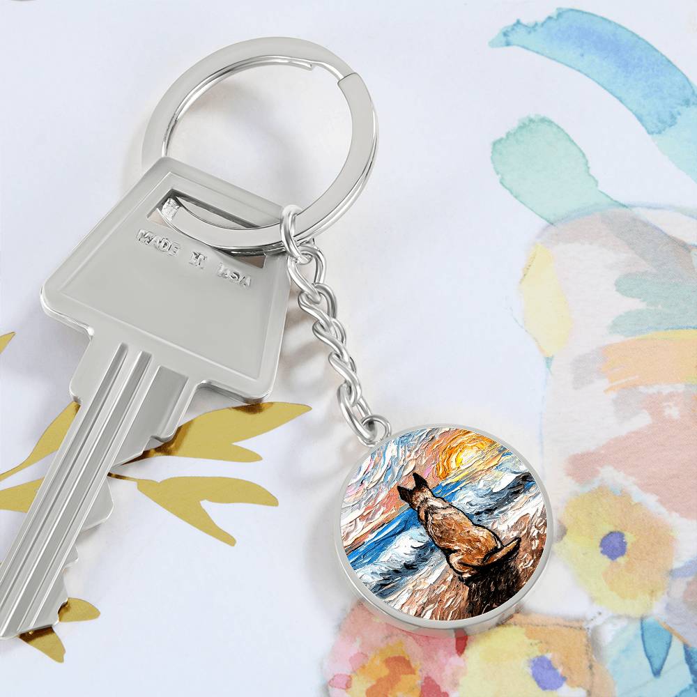 Beach Days - Red Heeler Round Keychain
