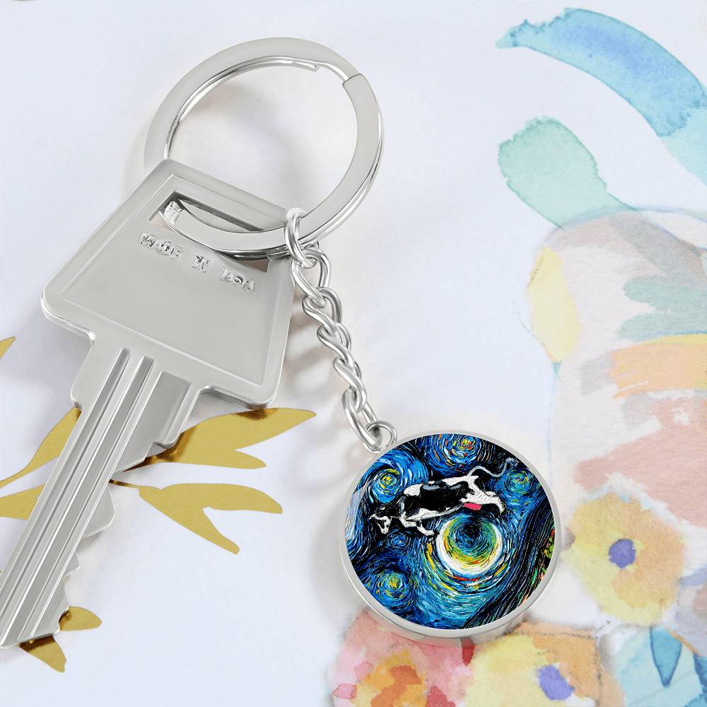 The Cow Jumped Over The Moon Round Keychain
