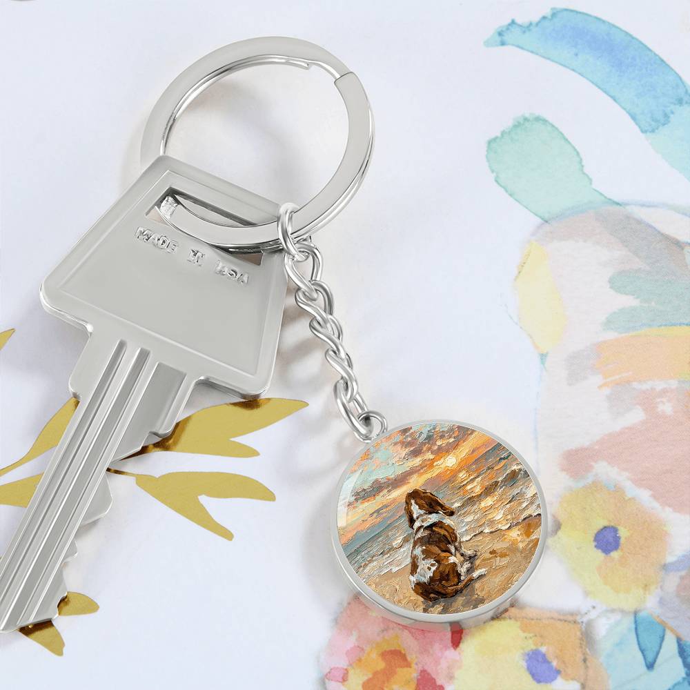 Beach Days - Basset Hound Round Keychain
