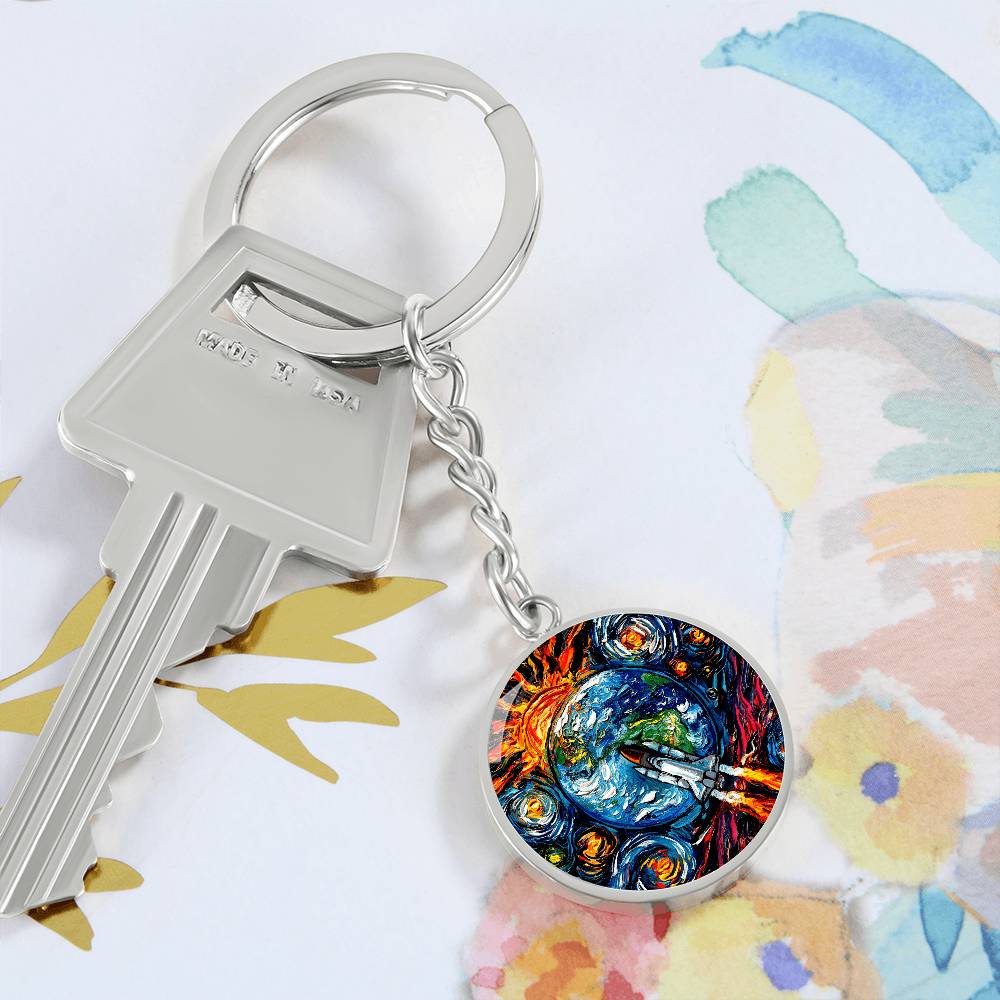 Beyond the Horizon Starry Night Round Keychain