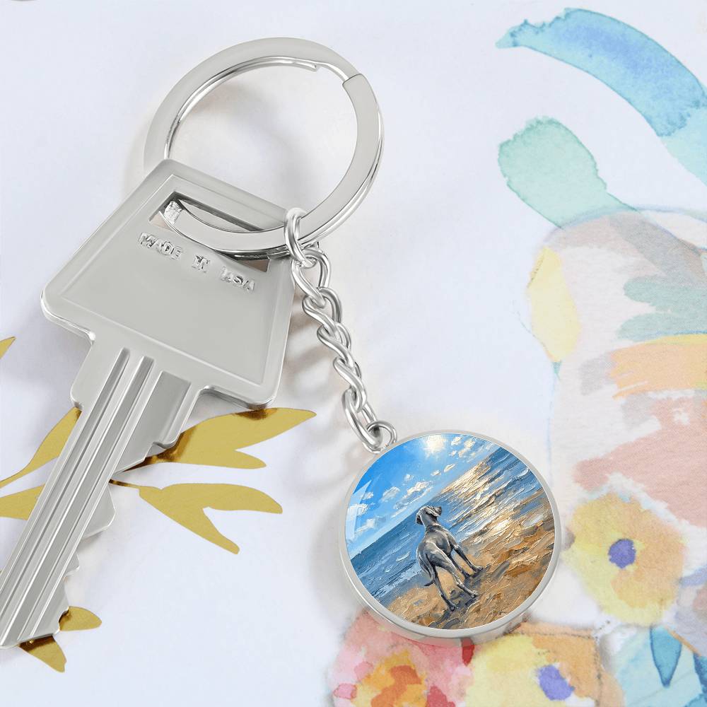 Beach Day - Weimaraner Round Keychain