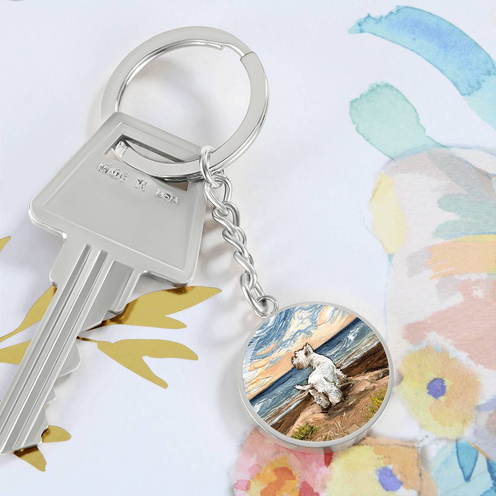 Beach Days - Westie Round Keychain