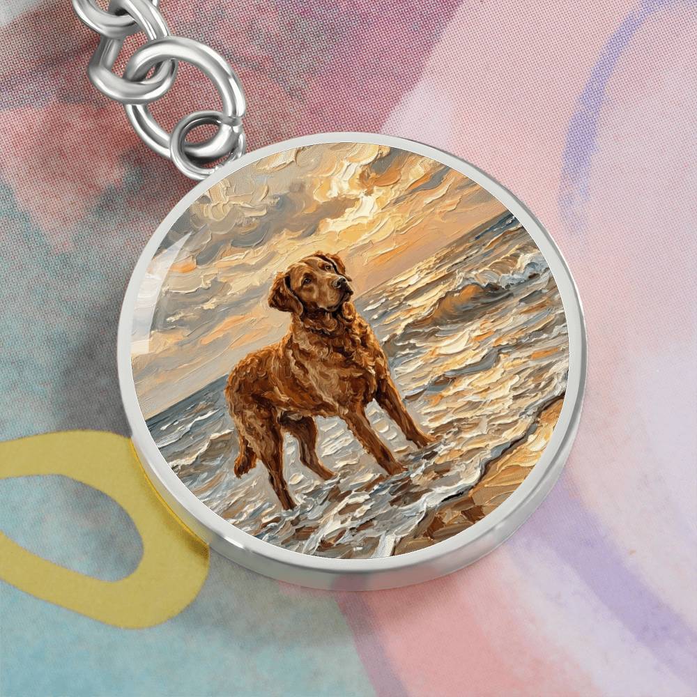 Beach Day - Chesapeake Bay Retriever Round Keychain