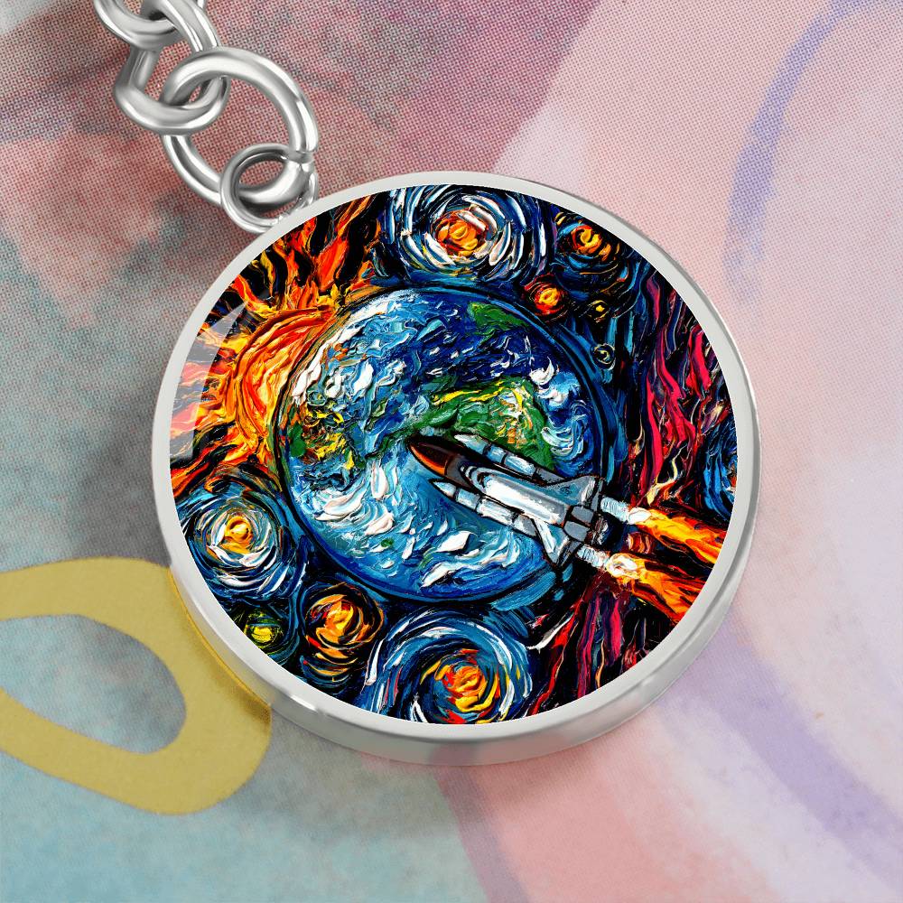 Beyond the Horizon Starry Night Round Keychain