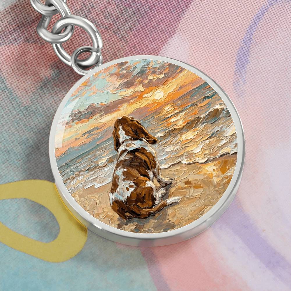 Beach Days - Basset Hound Round Keychain