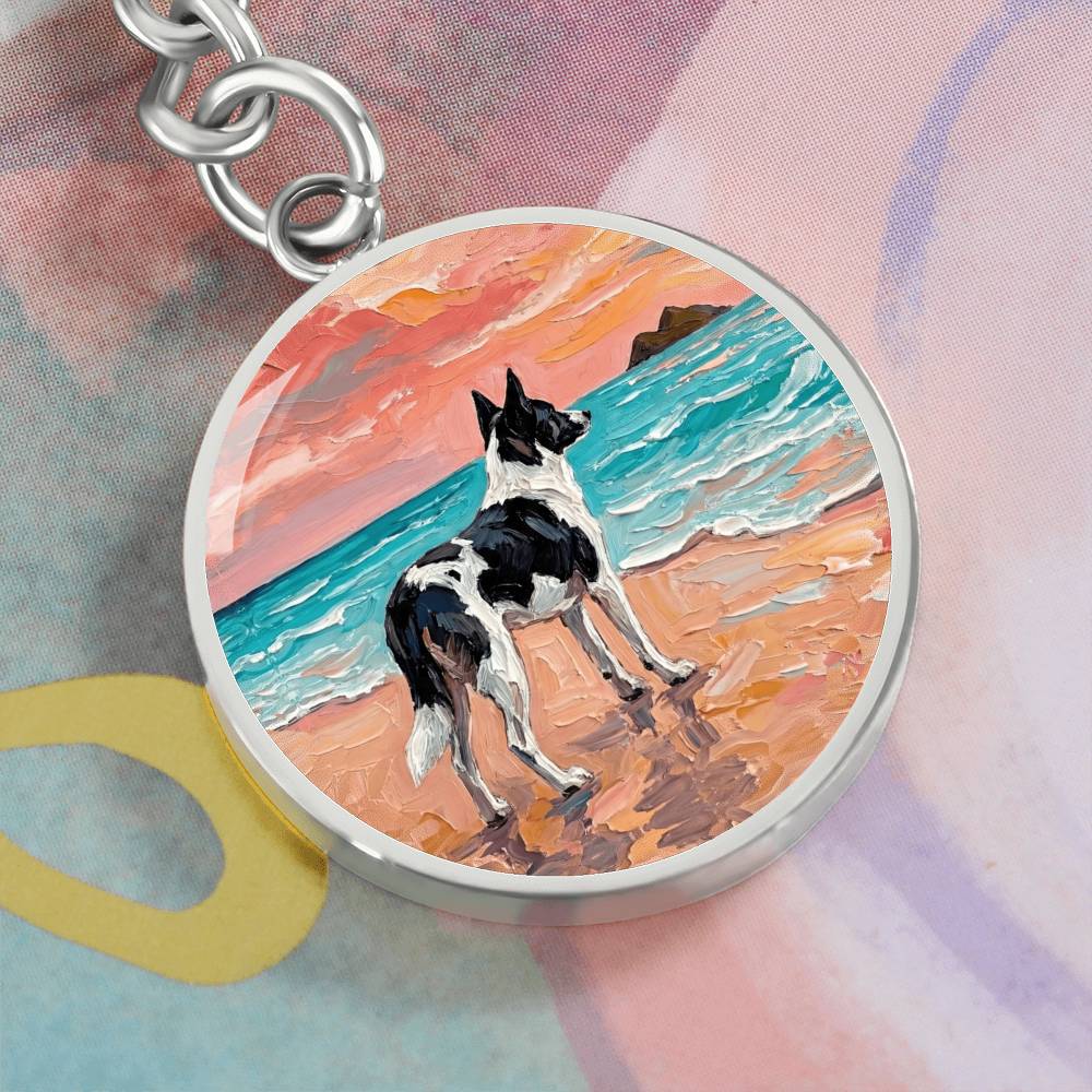 Beach Day - Canaan Dog Round Keychain