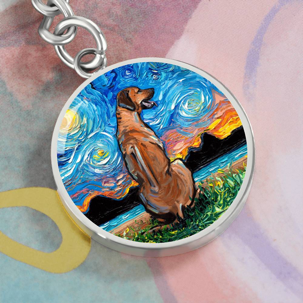 Rhodesian Ridgeback Starry Night Round Keychain