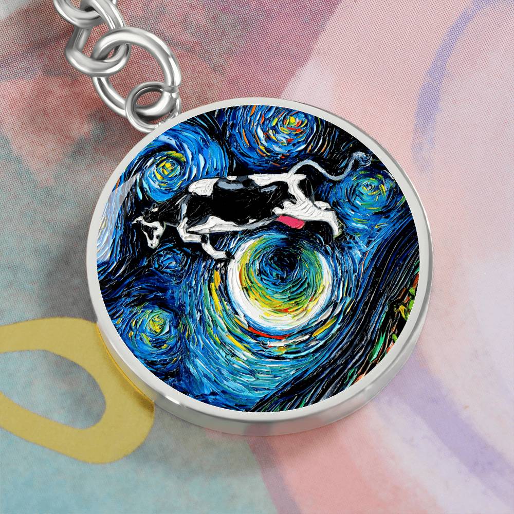 The Cow Jumped Over The Moon Round Keychain